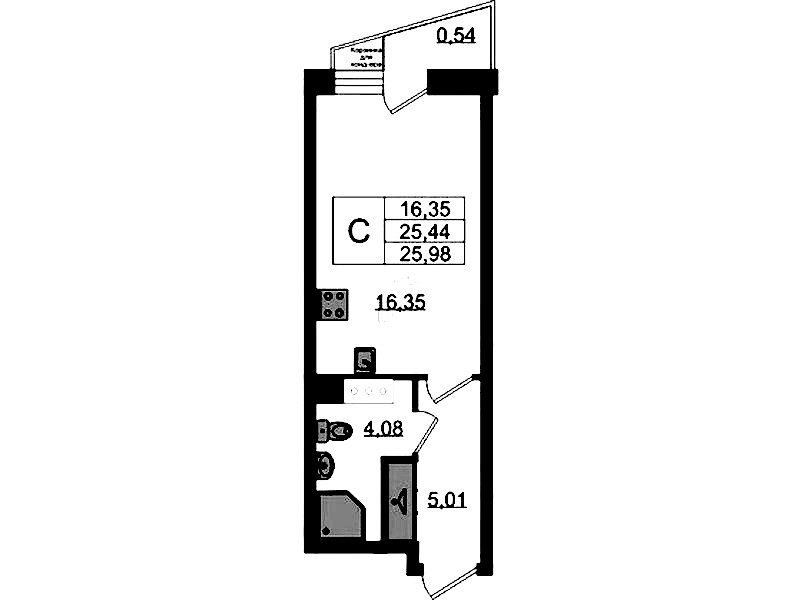 Квартира студия 25.98 м², 7/11 эт., ЖК «VEREN NORT Сертолово»